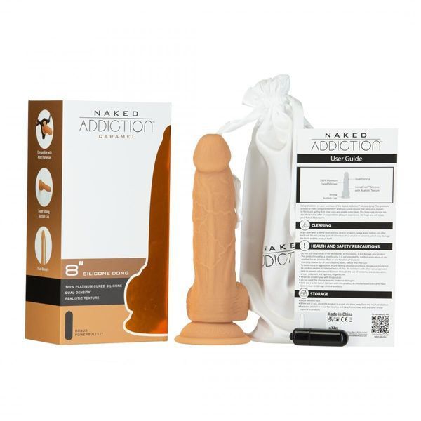 Фаллоимитатор Naked Addiction &mdash; 8&Prime; Silicone Dual Density Dildo Vanilla, вибропуля в подарок SX2236 фото
