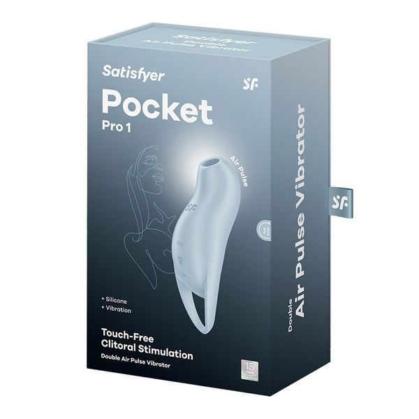 Вакуумный клиторальный стимулятор с вибрацией Satisfyer Pocket Pro 1 Blue SX0574 фото
