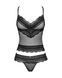 Полупрозрачный набор с украшениями Obsessive Ivannes top & thong 2XL/3XL, черный, топ и танга SO7285 фото 5