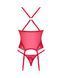 Прозрачный корсет Obsessive Lacelove corset XL/2XL Red, кружево, подвязки для чулок SO8651 фото 4