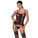 Сетчатый корсет с люверсами и съемными пажами Passion MALWIA CORSET 2XL/3XL black, эко-кожа, стринги SO5767 фото 1