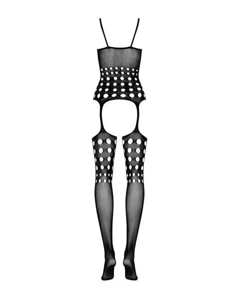 Бодистокинг Obsessive Bodystocking G310 S/M/L, топ, чулки, подвязках, круглые вырезы SO7236 фото