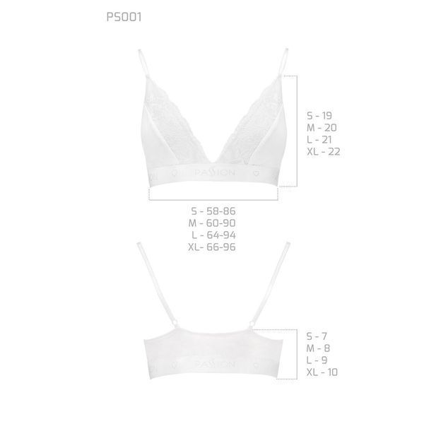 Эластичный топ с кружевом Passion PS001 TOP XL, white SO4190 фото