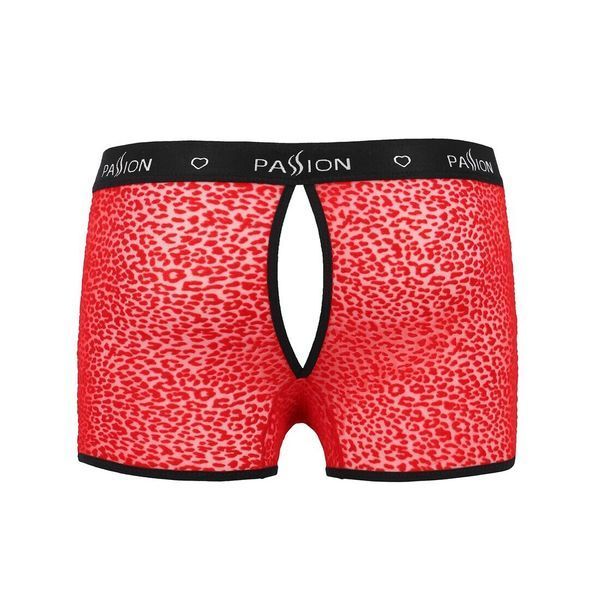 Чоловічі прозорі боксери Passion 046 SHORT PARKER XXL/XXXL Red, сітка, під леопард SO7611 фото