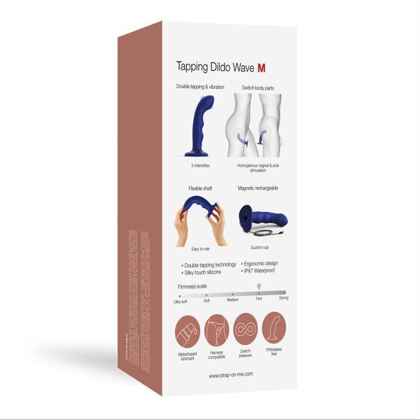 Насадка для страпона с двойной точечной пульсацией Strap-On-Me TAPPING DILDO WAVE &ndash; NIGHT BLUE, М SO9621 фото
