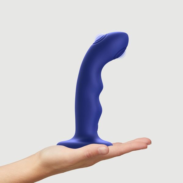 Насадка для страпона с двойной точечной пульсацией Strap-On-Me TAPPING DILDO WAVE &ndash; NIGHT BLUE, М SO9621 фото