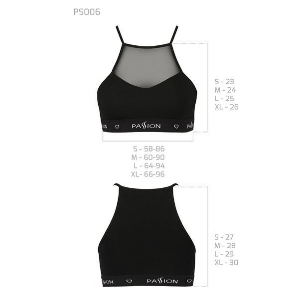Спортивный топ с прозрачной вставкой Passion PS006 TOP M, black SO4240 фото