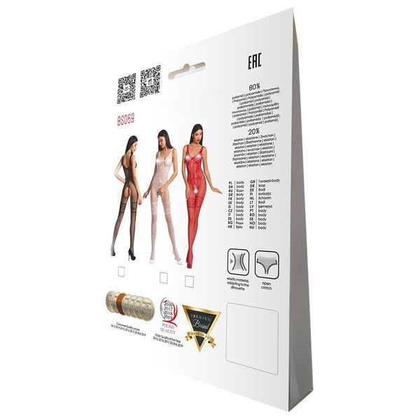 Бодістокінг Passion BS069 red, комбінезон, імітація панчох і боді PBS069R фото