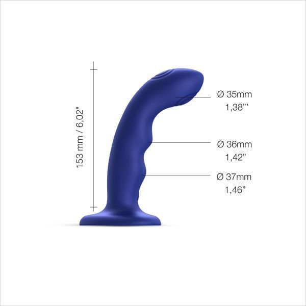 Насадка для страпона с двойной точечной пульсацией Strap-On-Me TAPPING DILDO WAVE &ndash; NIGHT BLUE, М SO9621 фото