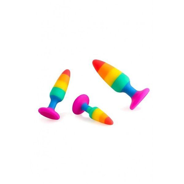 Силіконова анальна пробка Wooomy Hiperloo Silicone Rainbow Plug M, діаметр 2,9 см, довжина 11 см SO7435 фото