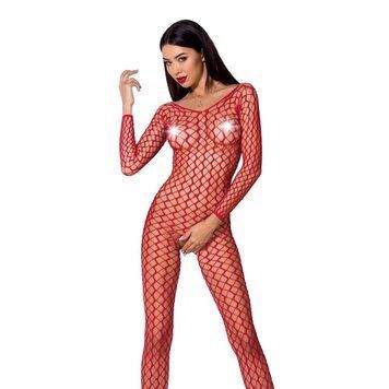 Бодистокинг Passion BS068 red, комбинезон, крупная сетка, длинный рукав PBS068R фото