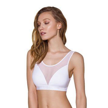 Топ з прозорою вставкою Passion PS002 TOP S, white SO4205 фото