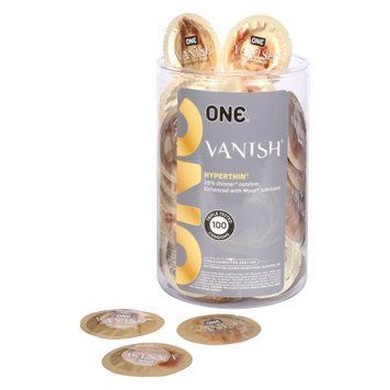 Набор презервативов ONE Vanish Hyperthin, 100 шт, ультратонкие, со смазкой, упаковка-тубус SX0735 фото