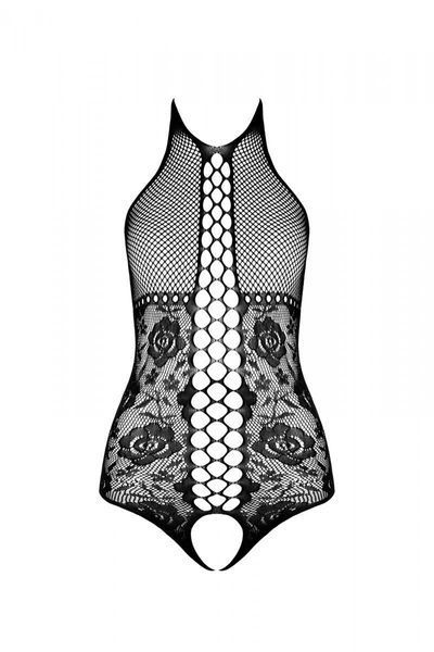 Бодистокинг с имитацией корсетной шнуровки Passion BS094 One Size, black, цветочный узор, с доступом SO8923 фото