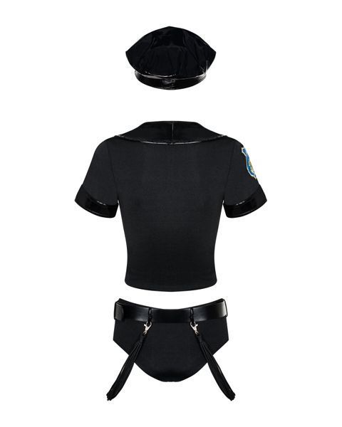 Эротический костюм полицейского Obsessive Police set S/M, black, топ, шорты, кепка, пояс, портупея SO7725 фото