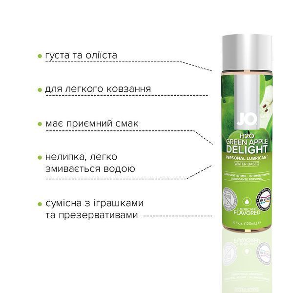 Смазка на водной основе JO H2O &mdash; Green Apple (120 мл) без сахара, растительный глицерин SO1677 фото