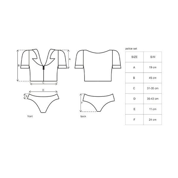 Эротический костюм полицейского Obsessive Police set S/M, black, топ, шорты, кепка, пояс, портупея SO7725 фото