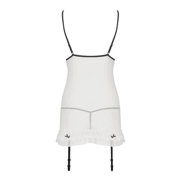 Сорочка прозрачная с пажами Passion ORIHIME CHEMISE XXL/XXXL, white, трусики, стрэпы EL16406 фото