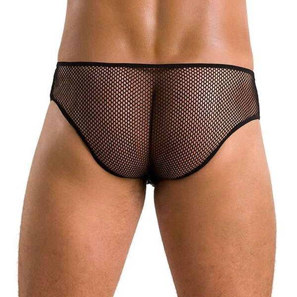 Мужские трусы со шнуровкой Passion 035 SLIP RICHARD L/XL Black, экокожа, сетка SO7576 фото