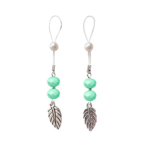 Прикраси з намистинами та листочком для сосків Art of Sex &ndash; Nipple Jewelry Leaf, м&rsquo;ятні SO5397 фото