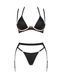 (SALE) Комплект білизни Obsessive Selinne 3-pcs set XS/S Black, бюстгальтер, стрінги пояс для панчіх SO8667 фото 3