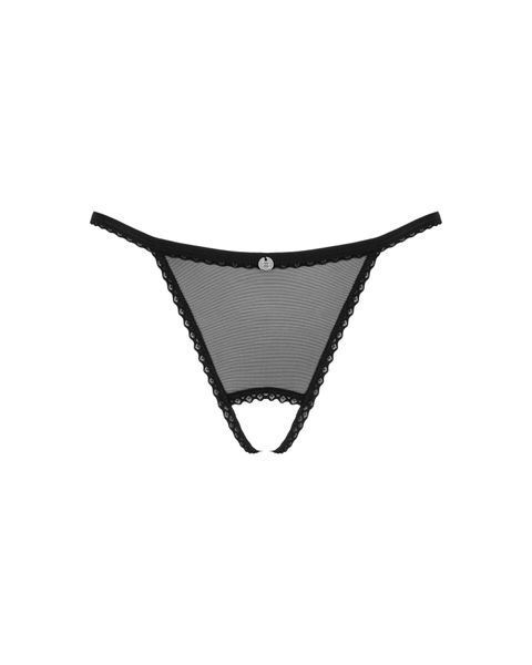 Прозрачные стринги с доступом Obsessive Celia Noir crotchless thong M/L SO7872 фото