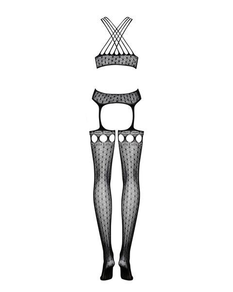 Бодистокинг Obsessive Bodystocking G313 S/M/L, шнуровка, геометрический декор SO7237 фото
