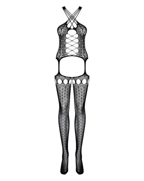 Бодистокинг Obsessive Bodystocking G313 S/M/L, шнуровка, геометрический декор SO7237 фото