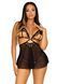 Сорочка беби-долл с открытыми чашками Leg Avenue Lace and mesh babydoll & panty Black S, стринги SO9163 фото 1