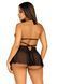 Сорочка беби-долл с открытыми чашками Leg Avenue Lace and mesh babydoll & panty Black S, стринги SO9163 фото 2