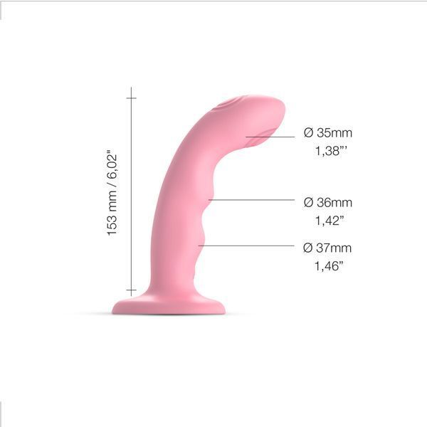 Насадка для страпона с двойной точечной пульсацией Strap-On-Me TAPPING DILDO WAVE &ndash; CORAL PINK, М SO9622 фото