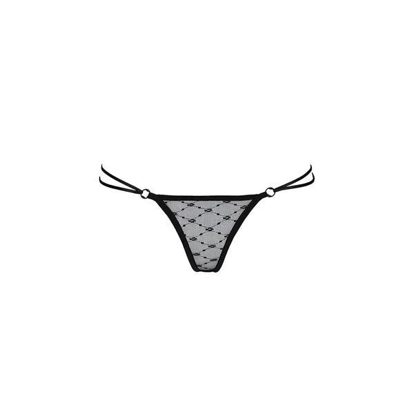 Трусики на зав'язочках з боків Passion Exclusive ZITA THONG L/XL, black PS24401 фото