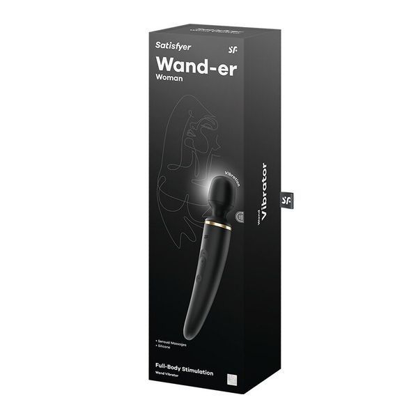 Вібромасажер Satisfyer Wand-er Woman (Black/Gold), водонепроникний, потужний, розмір XXL SO3456 фото