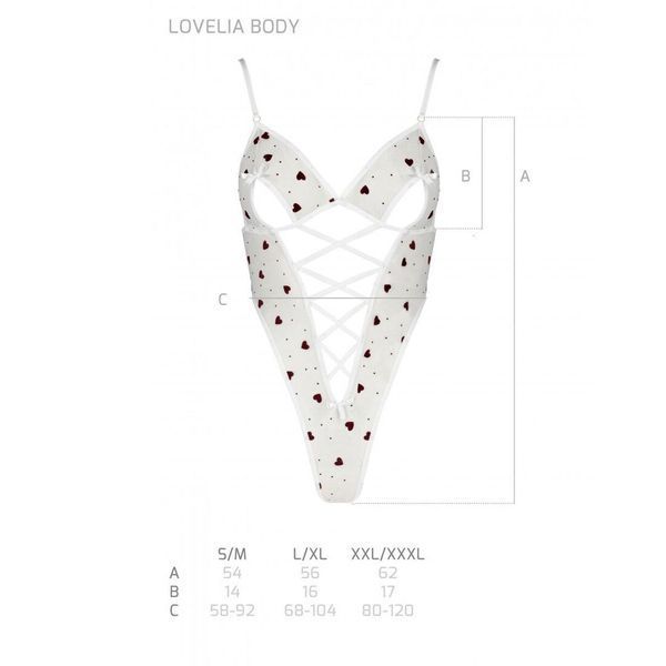 Эротическое боди с рисунком Passion LOVELIA BODY S/M, white SO4757 фото