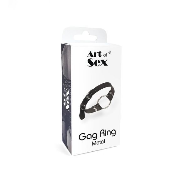 Кляп металлическое кольцо на ремнях Art of Sex &ndash; Gag Ring Metal, черный, натуральная кожа SO6790 фото
