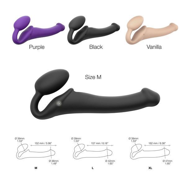 Безремневой страпон с вибрацией Strap-On-Me Vibrating Flesh L, диаметр 4,2 см, пульт ДУ, регулируемый SO3828 фото