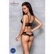 Комплект из эко-кожи с кружевом Passion LOONA SET L/XL, black, бра и трусики SO5361 фото 4