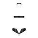 Комплект, открытый топ и трусики из эко-кожи с люверсами Passion MALWIA SET with Open Bra S/M, black SO5769 фото 4
