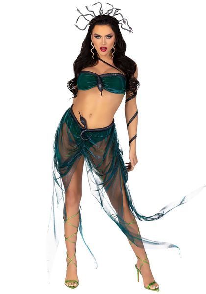 Еротичний костюм Медузи Горгони Leg Avenue Medusa Costume L, топ, спідниця, нарукавники, прикраси SO9214 фото