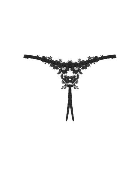Прозорі стрінги з доступом Obsessive Celia Noir crotchless thong XL/2XL SO7873 фото