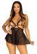 Сорочка беби-долл с открытыми чашками Leg Avenue Lace and mesh babydoll & panty Black M, стринги SO9164 фото 5