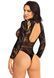 Боди Leg Avenue High neck lace bodysuit, One Size, черное, длинный рукав, стринги, цветочный рисунок SX1083 фото 3