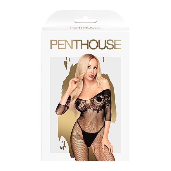 Бодістокінг з імітацією ліфа Penthouse - High Profile Black S/L SO4405 фото