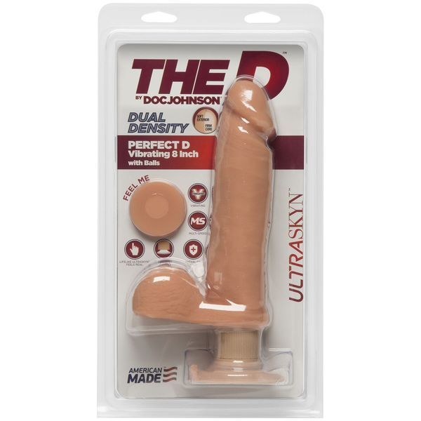 Фаллоимитатор Doc Johnson The D - Perfect D - Vibrating 8 Inch With Balls - ULTRASKYN, диаметр 5,1см SO1579 фото