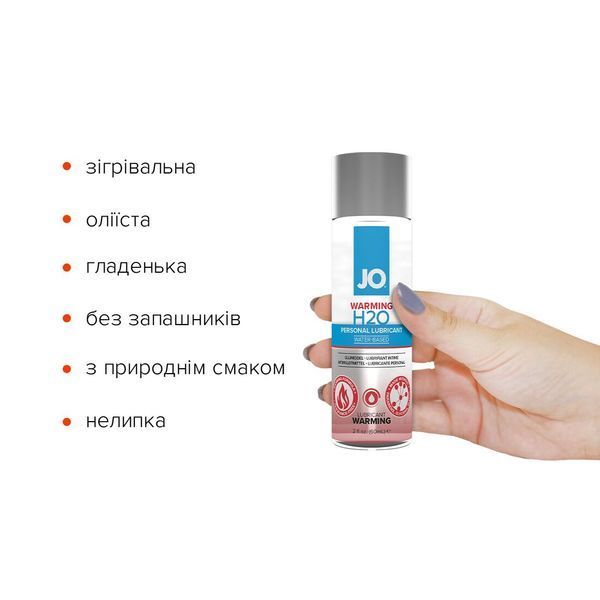 Согревающая смазка на водной основе JO H2O WARMING (60 мл) с экстрактом перечной мяты SO1664 фото