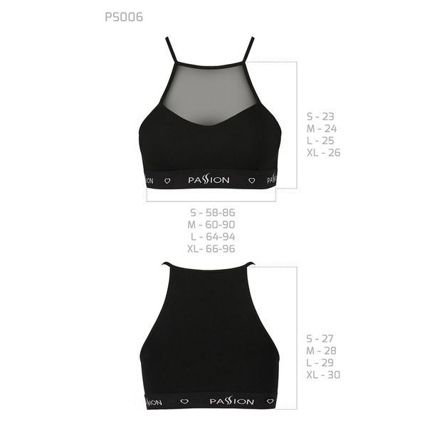 Спортивный топ с прозрачной вставкой Passion PS006 TOP XL, black SO4242 фото