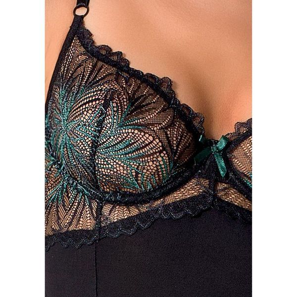Корсет с пажами Passion Exclusive FLORIS CORSET S/M, black, трусики PS23708 фото