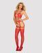 Бодистокинг Obsessive Bodystocking G313 S/M/L red, шнуровка, геометрический декор SO7238 фото 3