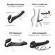 Безремневой страпон с вибрацией Strap-On-Me Vibrating Black L, диаметр 3,7см, пульт ДУ, регулируемый SO3829 фото 3