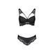 Комплект из эко-кожи с кружевом Passion LOONA SET S/M, black, бра и трусики SO5362 фото 5